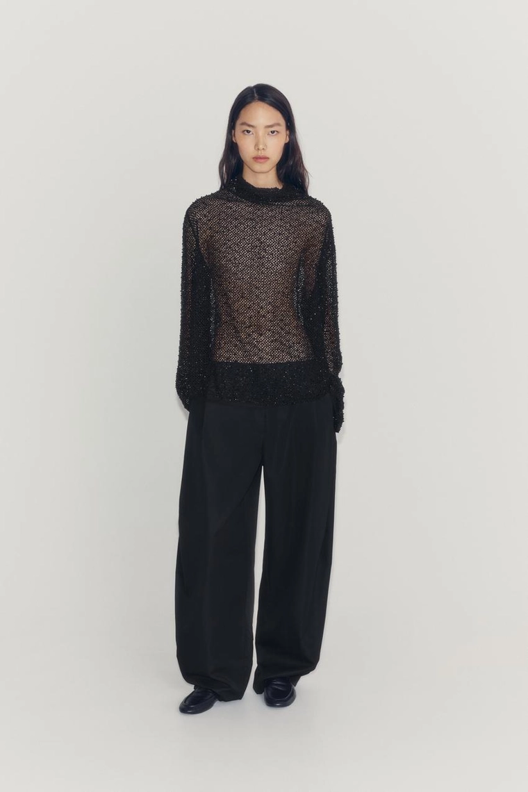 РУБАШКА С ДЕКОРОМ ИЗ БУСИН коллекция Zara «ZW»