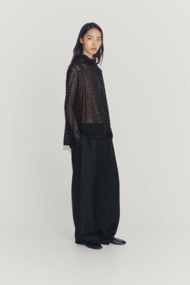 РУБАШКА С ДЕКОРОМ ИЗ БУСИН коллекция Zara «ZW»