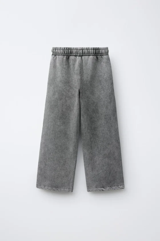 БРЮКИ WIDE LEG С ЭФФЕКТОМ ПОТЕРТОСТИ