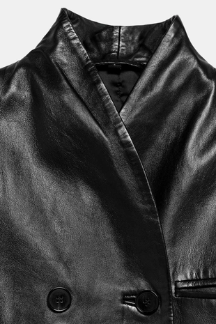 Двубортный блейзер из 100% кожи — коллекция Zara «Zw»- Заказать в России