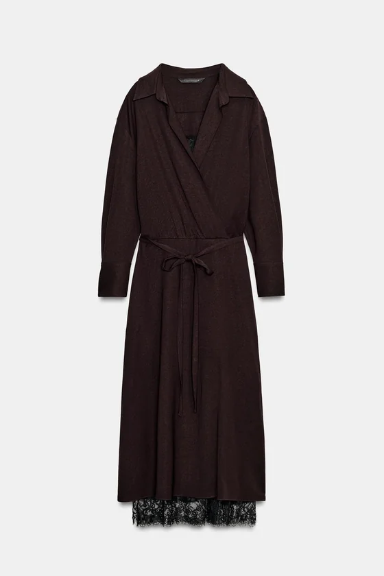 ПЛАТЬЕ С ЗАПАХОМ В БЕЛЬЕВОМ СТИЛЕ — ZW COLLECTION