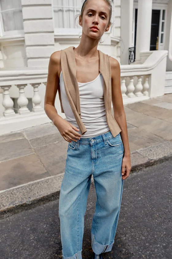 ДЖИНСЫ Z1975 BAGGY СО СРЕДНЕЙ ПОСАДКОЙ И ОТВОРОТАМИ