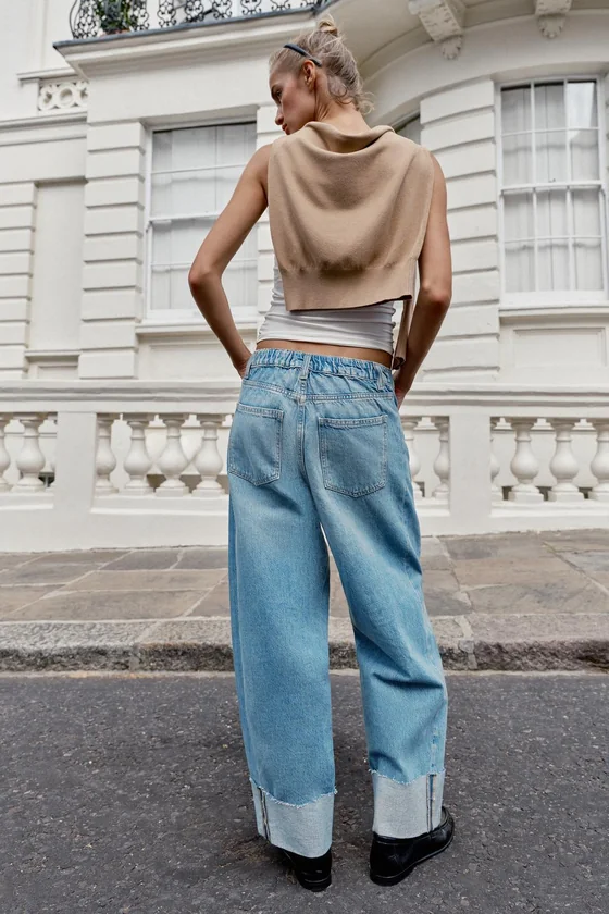 ДЖИНСЫ Z1975 BAGGY СО СРЕДНЕЙ ПОСАДКОЙ И ОТВОРОТАМИ