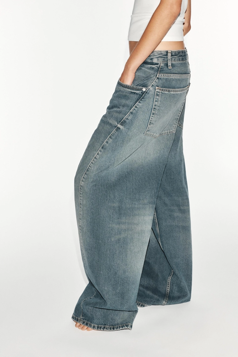 Мид-вайст джинсы baggy oversize с деталью шва