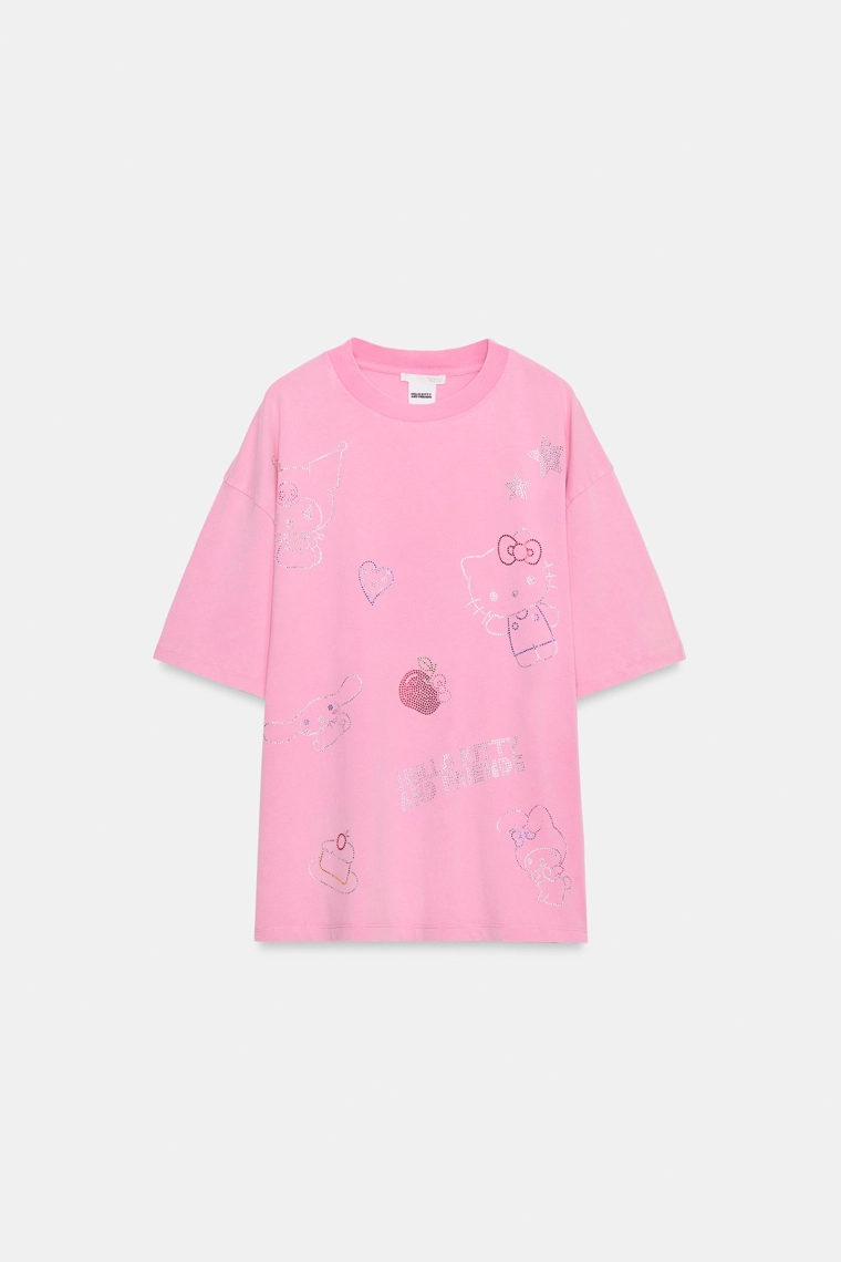 Футболка hello kitty © sanrio с эффектом стирки и стразами