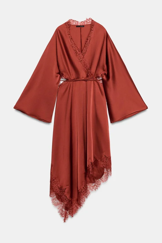 АТЛАСНОЕ ПЛАТЬЕ С КРУЖЕВОМ — ZW COLLECTION