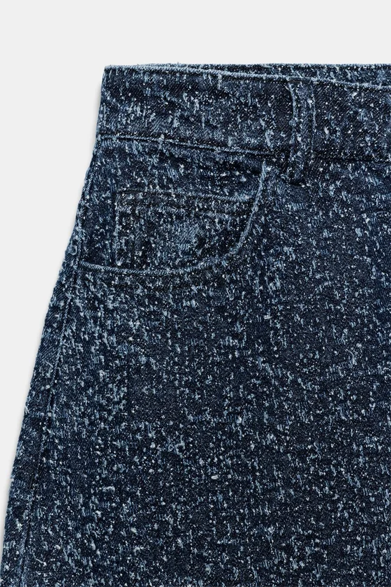 ДЖИНСЫ WIDE LEG СО СРЕДНЕЙ ПОСАДКОЙ И ФАКТУРНОЙ ТКАНЬЮ — ZW COLLECTION