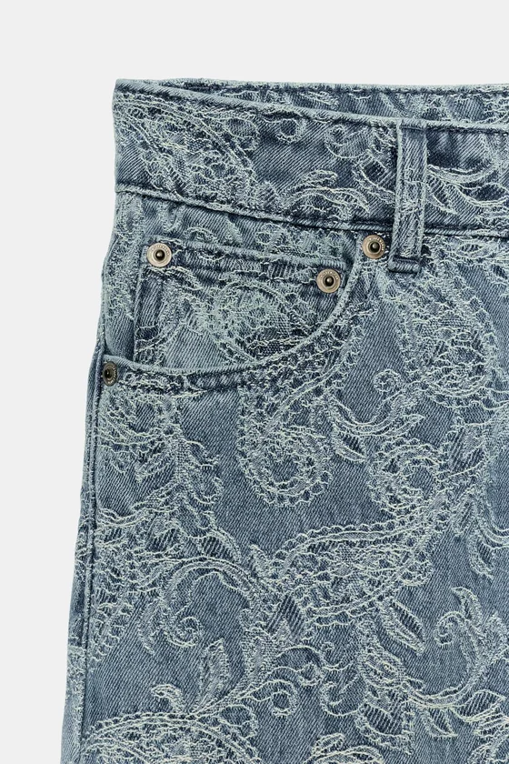 ДЖИНСЫ FLARE С ВЫСОКОЙ ПОСАДКОЙ И ЖАККАРДОМ — ZW COLLECTION