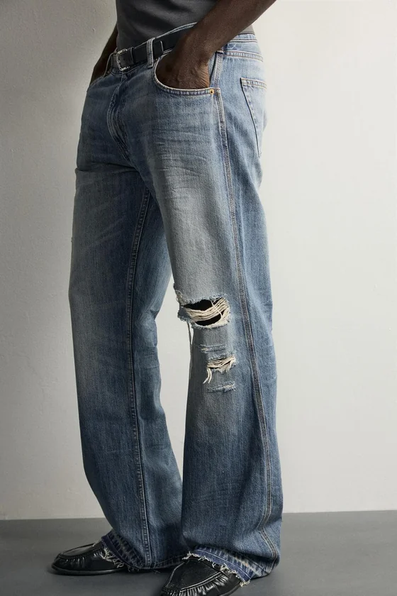 ДЖИНСЫ BOOTCUT С НИЗКОЙ ПОСАДКОЙ И РАЗРЕЗАМИ