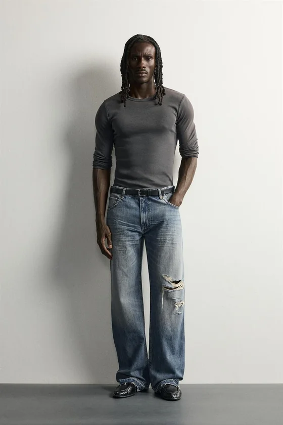ДЖИНСЫ BOOTCUT С НИЗКОЙ ПОСАДКОЙ И РАЗРЕЗАМИ