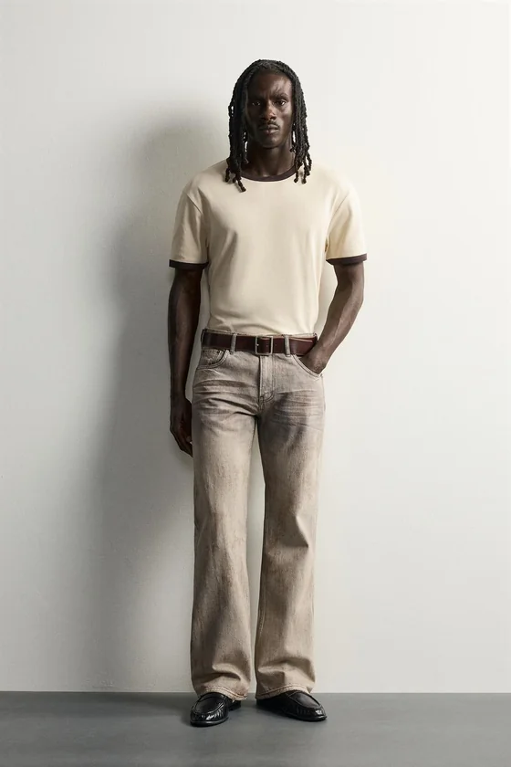 ДЖИНСЫ BOOTCUT LOW RISE С ВИНТАЖНЫМ ЭФФЕКТОМ