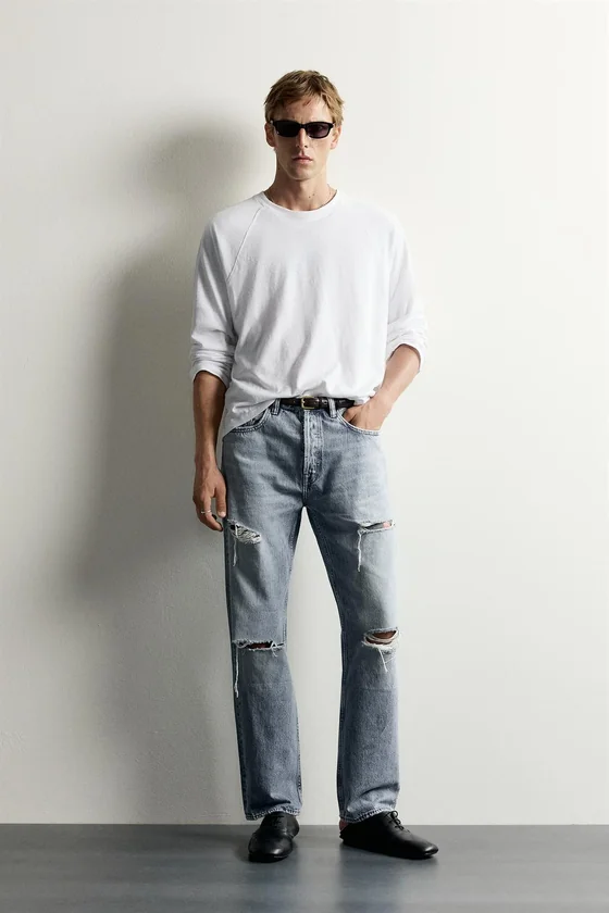 ДЖИНСЫ STRAIGHT FIT С РАЗРЫВАМИ