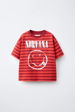 Футболка в полоску с принтом Nirvana®- Заказать в России