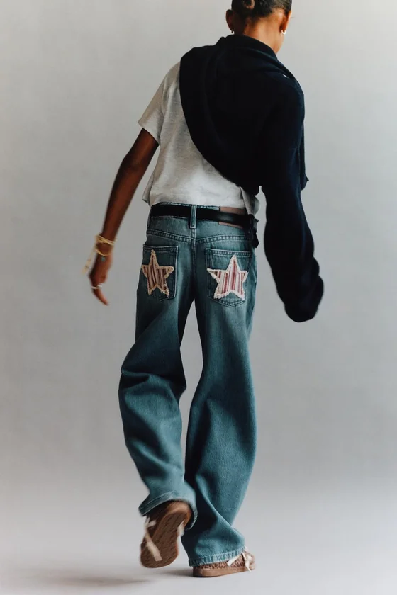 ДЖИНСЫ WIDE LEG С НАШИВКОЙ «ЗВЕЗДА»