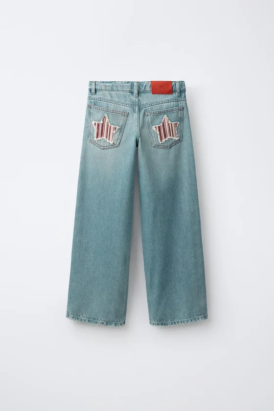 ДЖИНСЫ WIDE LEG С НАШИВКОЙ «ЗВЕЗДА»