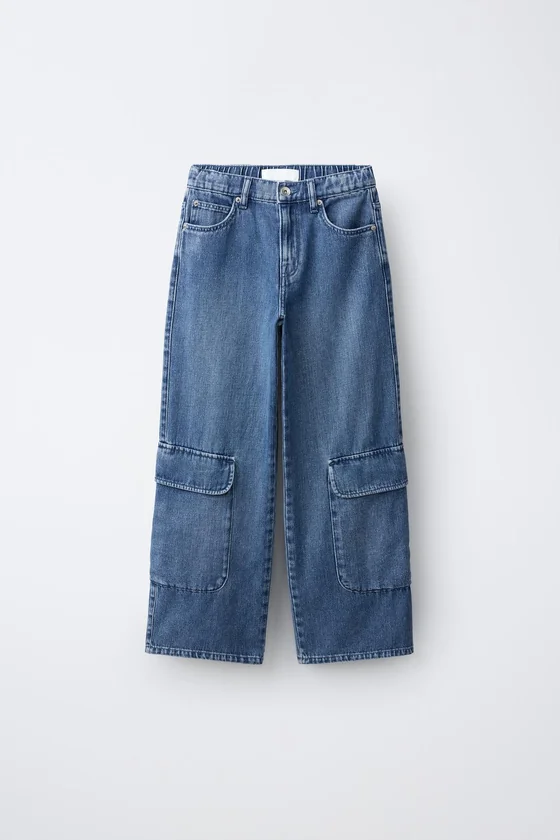 ДЖИНСЫ WIDE LEG С КАРМАНАМИ