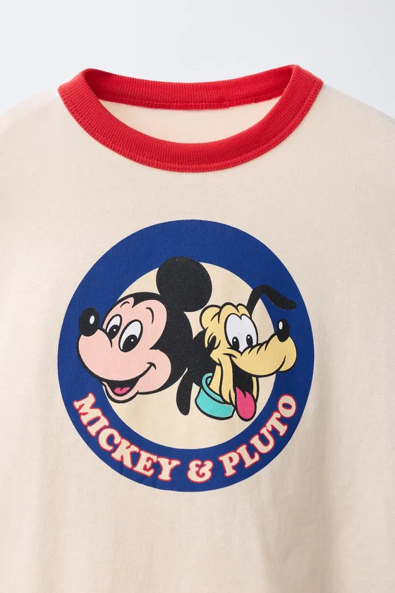ФУТБОЛКА С КОНТРАСТНОЙ ОТДЕЛКОЙ MICKEY MOUSE & PLUTO © DISNEY