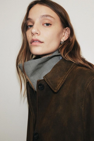 Длинное пальто из 100% кожи — коллекция Zara «Zw»- Заказать в России