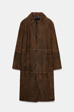Длинное пальто из 100% кожи — коллекция Zara «Zw»- Заказать в России