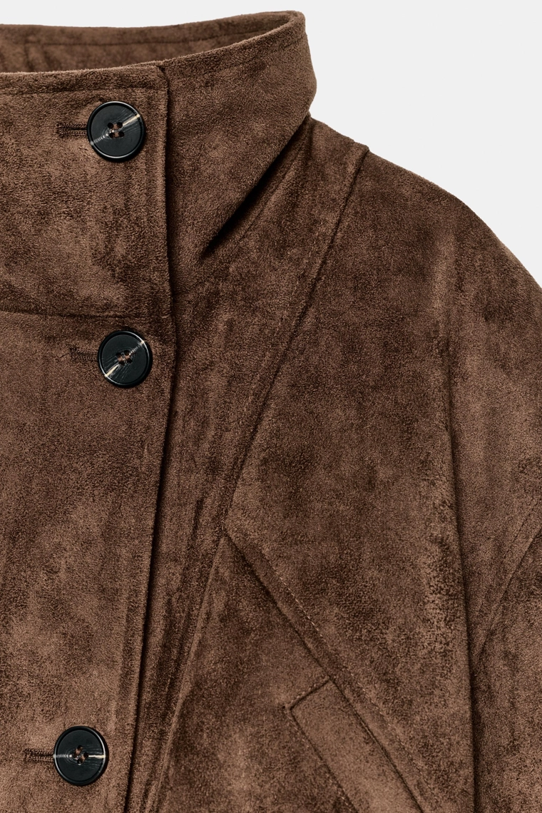 Куртка из искусственной замши с поясом