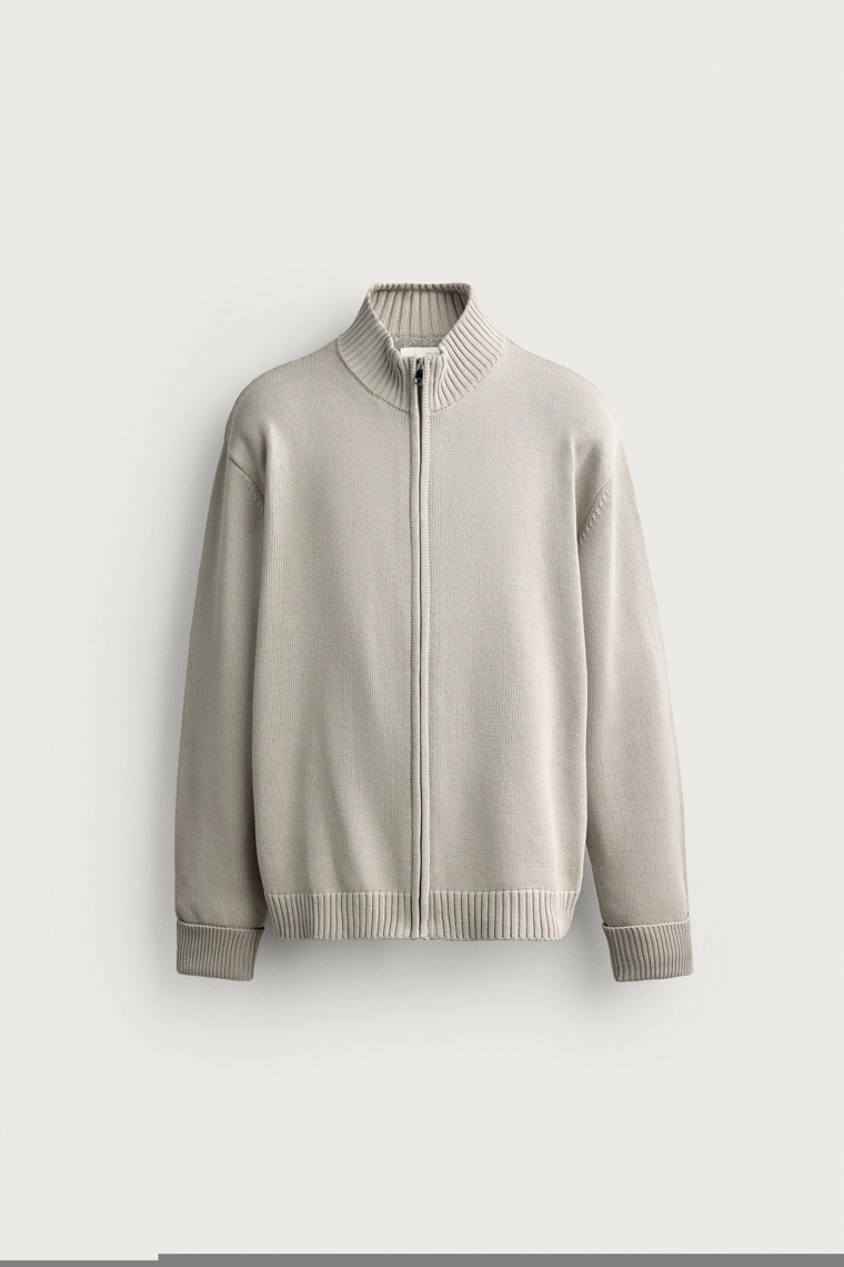 Вязаный кардиган на молнии с имитацией воротника