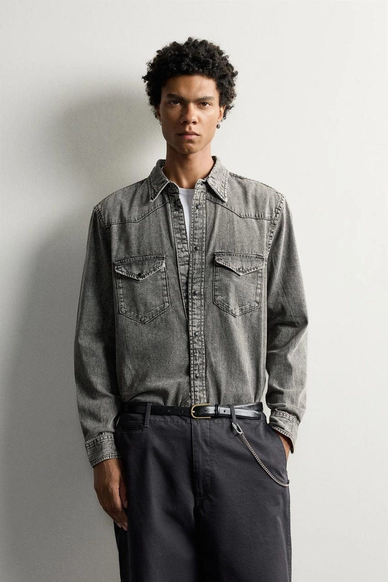 Джинсовая рубашка regular fit в стиле вестерн
