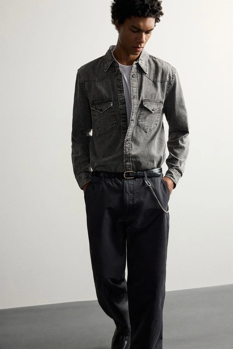 Джинсовая рубашка regular fit в стиле вестерн