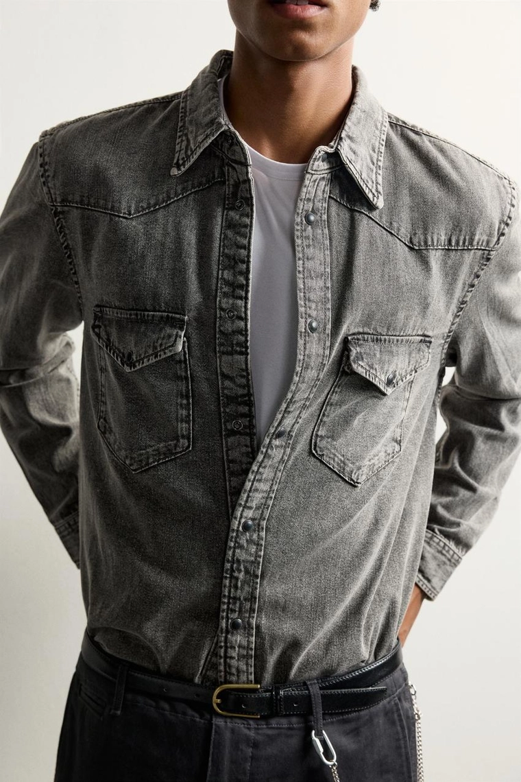 Джинсовая рубашка regular fit в стиле вестерн