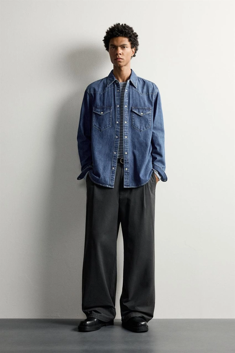 Джинсовая рубашка regular fit в стиле вестерн