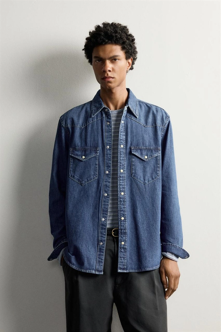 Джинсовая рубашка regular fit в стиле вестерн