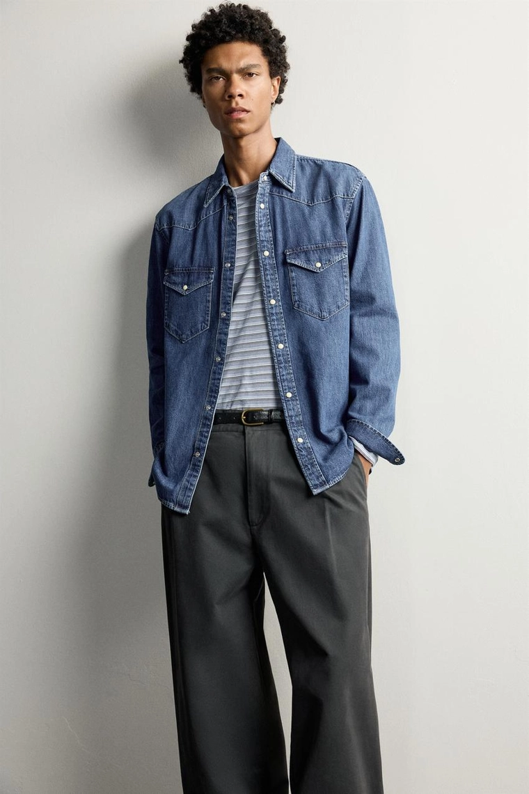 Джинсовая рубашка regular fit в стиле вестерн