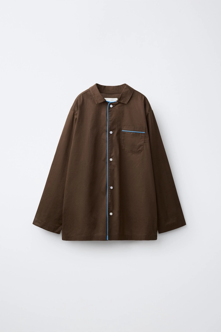 Пижамная рубашка с контрастной отстрочкой для детей 6-14 лет | 0fr. paris x zara
