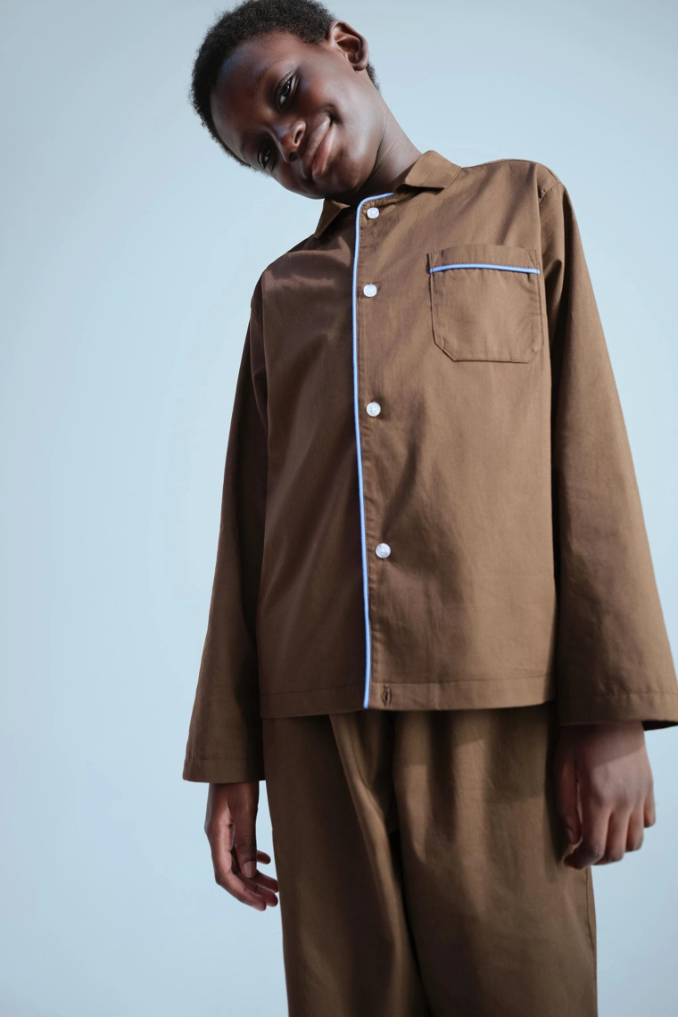 Пижамная рубашка с контрастной отстрочкой для детей 6-14 лет | 0fr. paris x zara