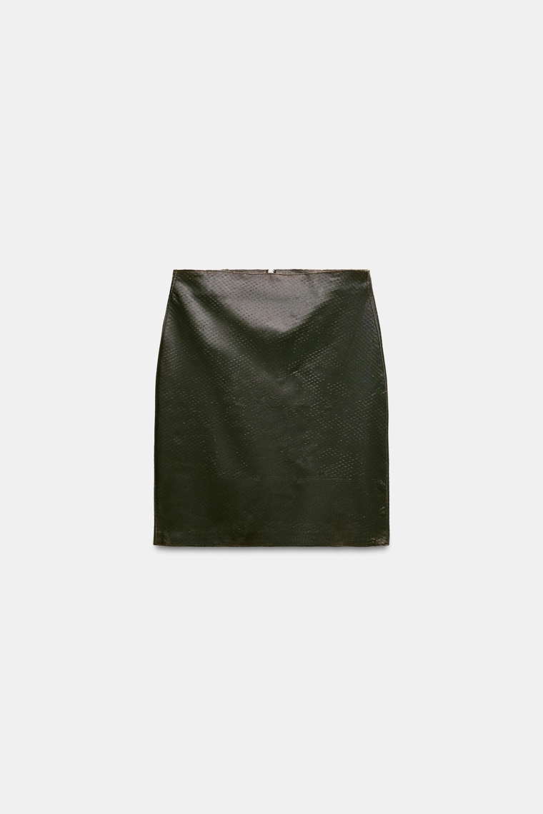 Мини-юбка из 100% кожи Zara «ZW»
