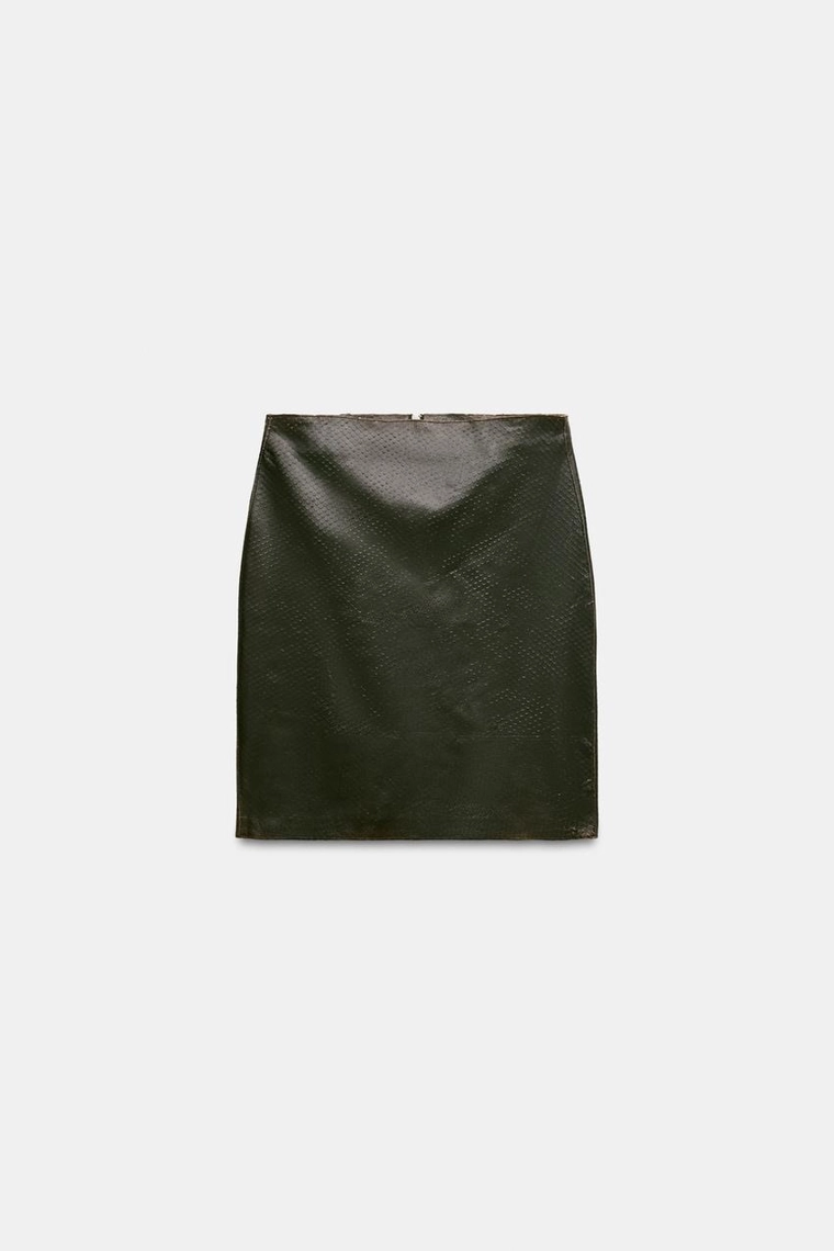 Мини-юбка из 100% кожи Zara «ZW»