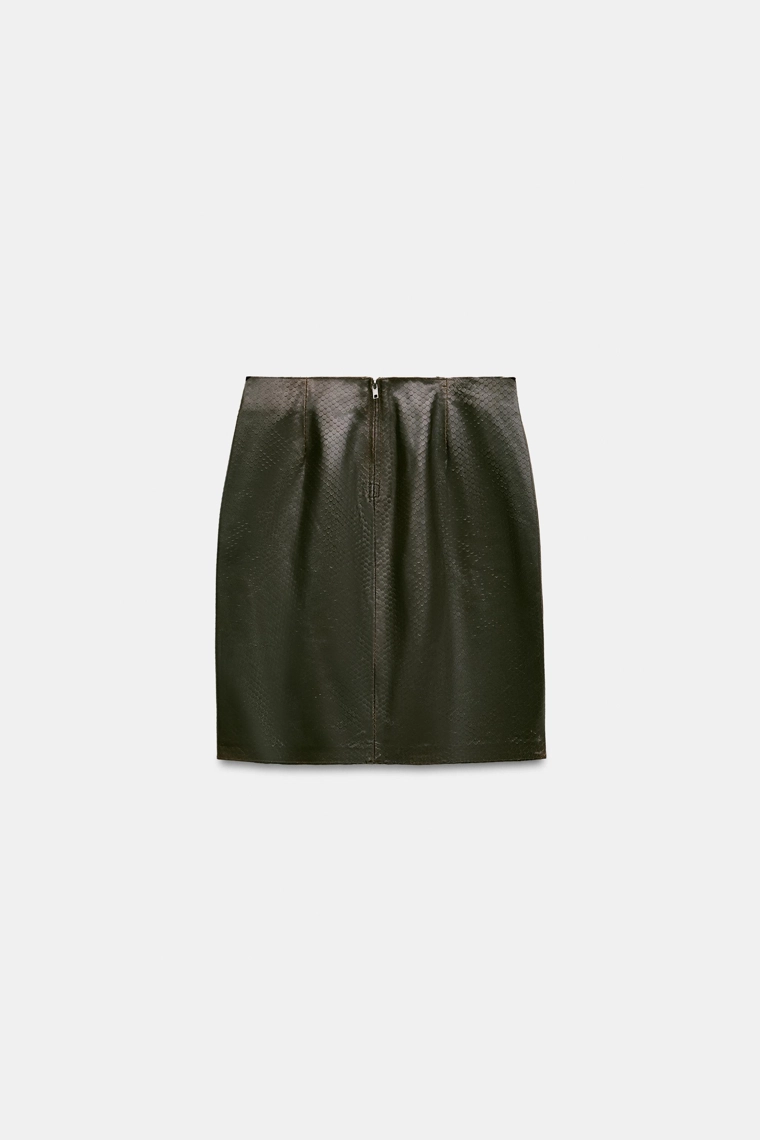 Мини-юбка из 100% кожи Zara «ZW»