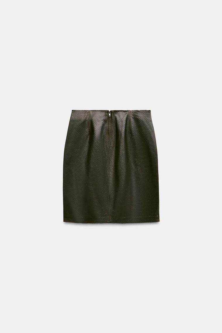 Мини-юбка из 100% кожи Zara «ZW»