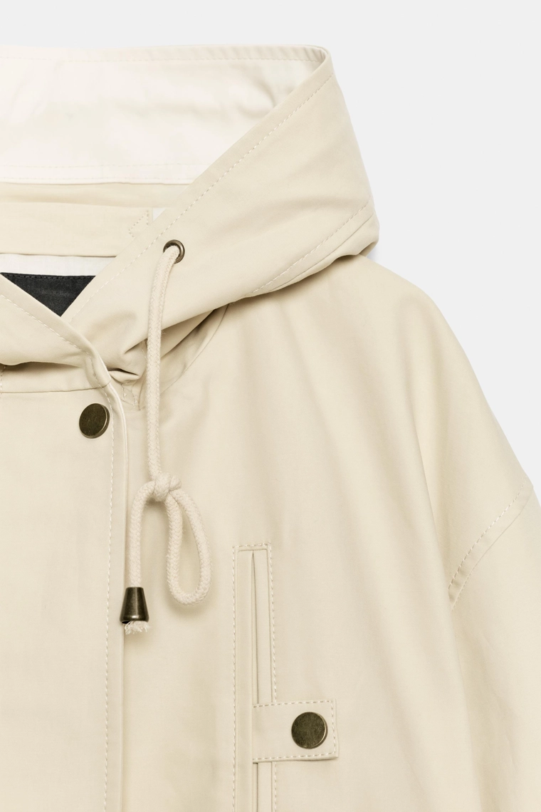 Парка с капюшоном и карманами из коллекции zara woman