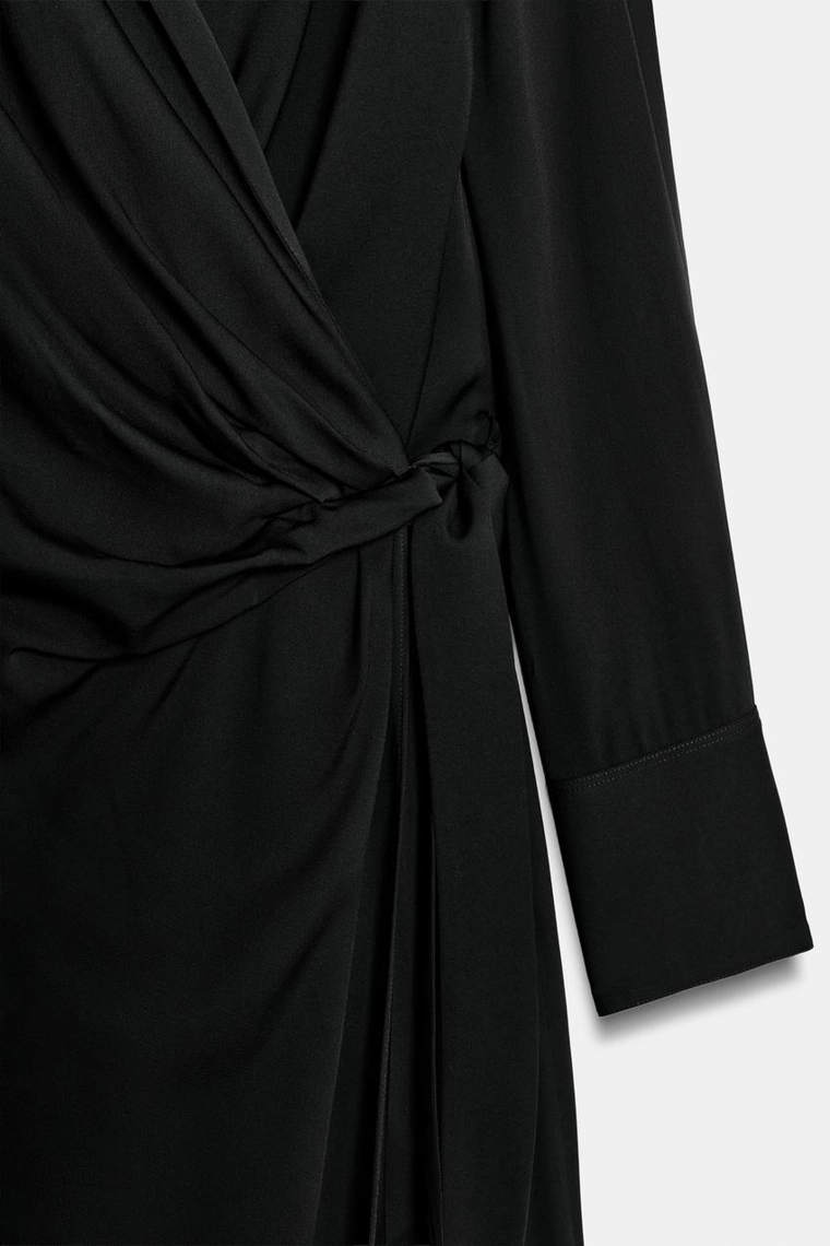 Сатиновое платье Zara «ZW» с узлом