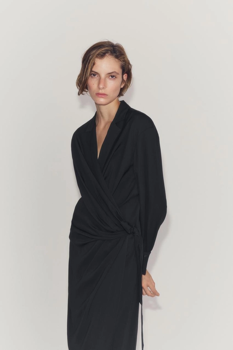 Сатиновое платье Zara «ZW» с узлом