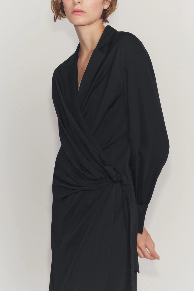 Сатиновое платье Zara «ZW» с узлом