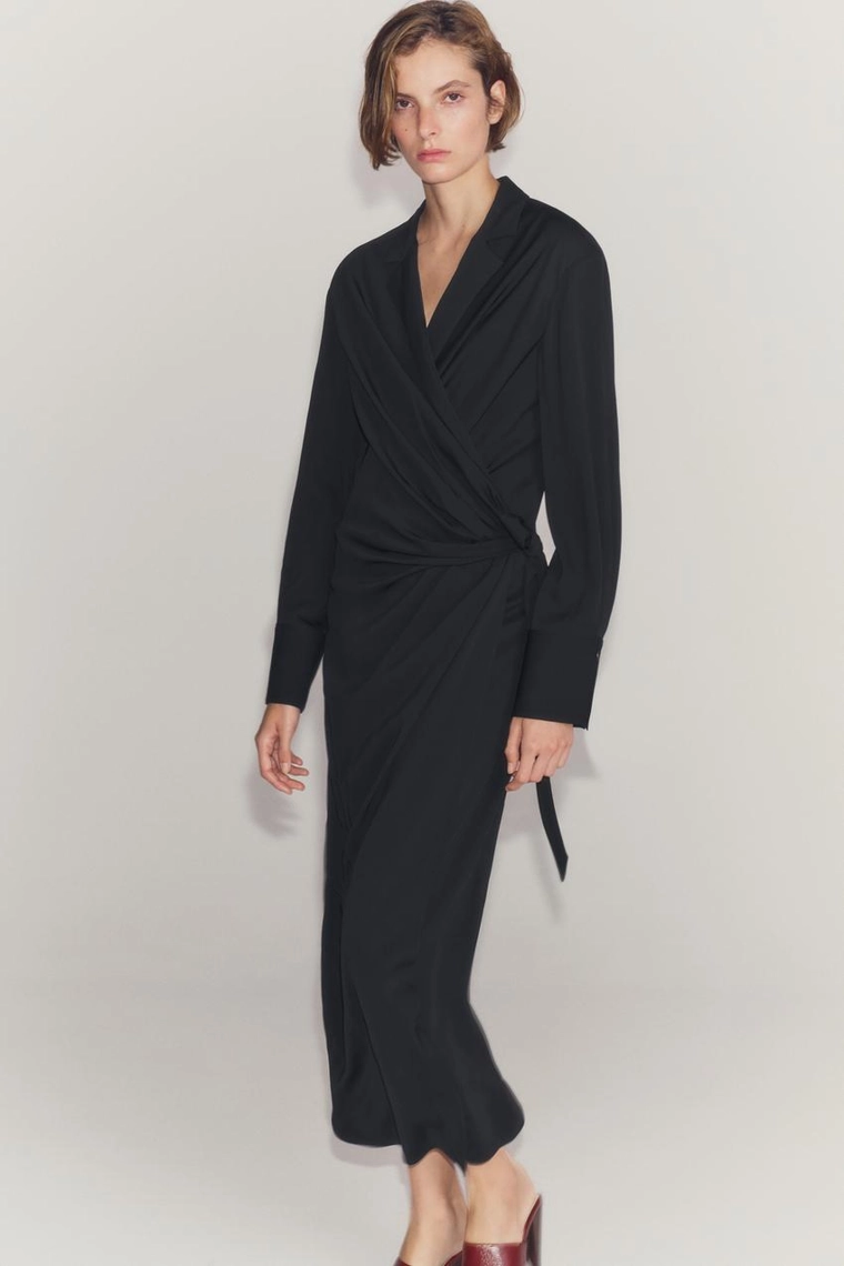 Сатиновое платье Zara «ZW» с узлом