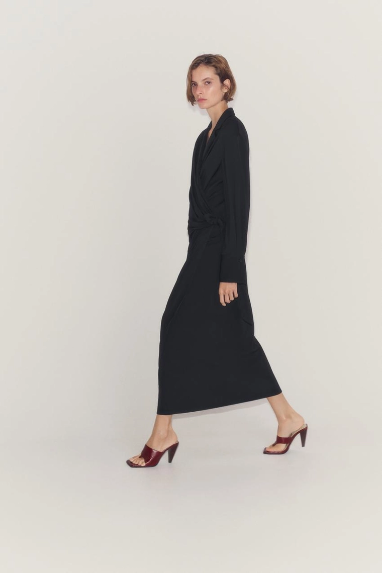 Сатиновое платье Zara «ZW» с узлом