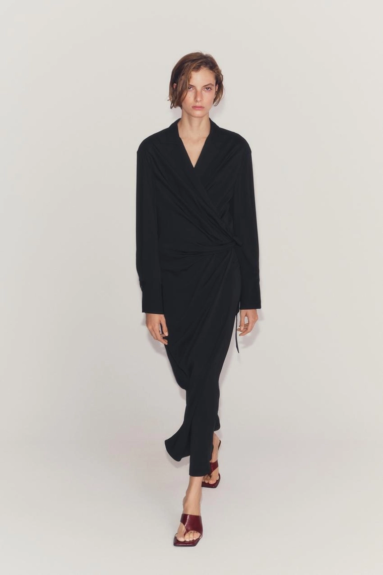 Сатиновое платье Zara «ZW» с узлом