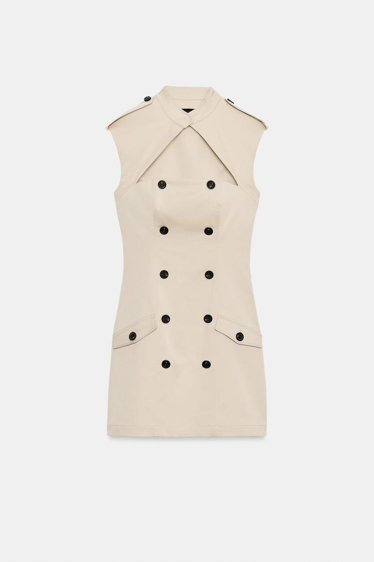 Мини-платье-тренч с разрезом