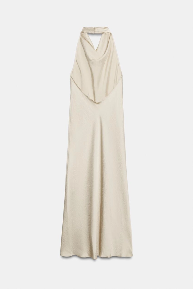 Платье миди из сатина с халтером Zara «ZW»