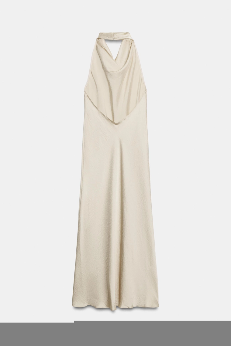 Платье миди из сатина с халтером Zara «ZW»