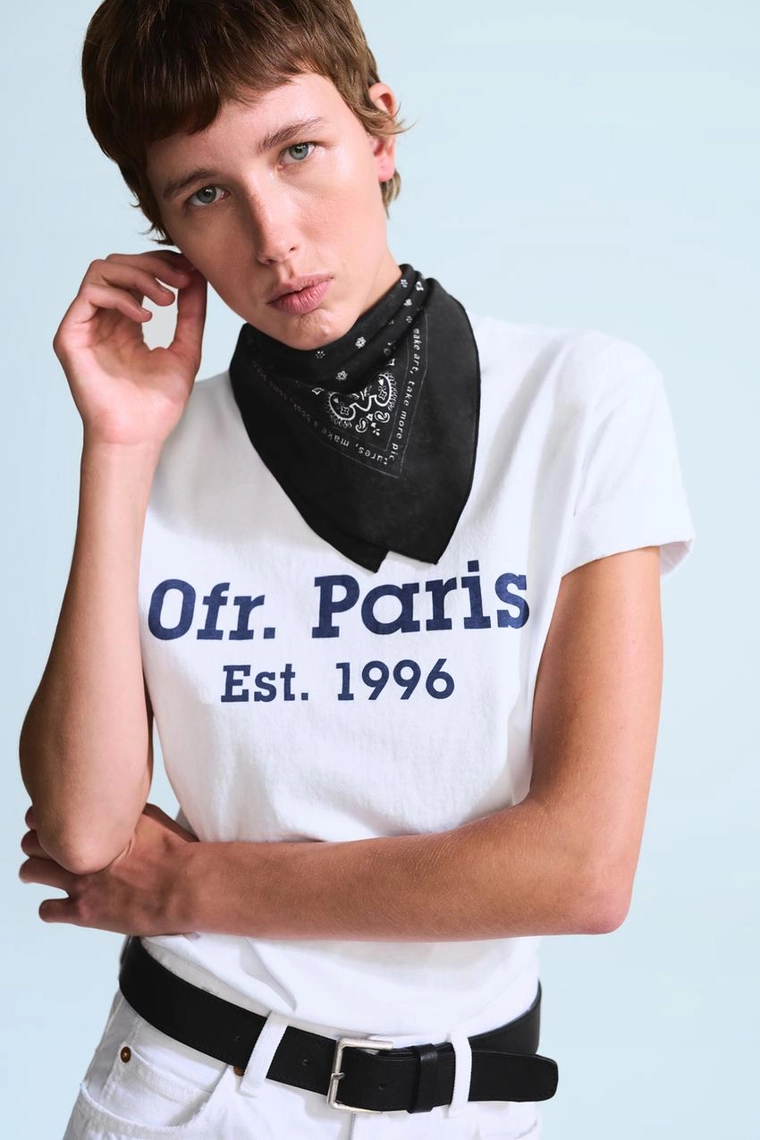 Футболка с контрастным слоганом 0fr. paris x zara