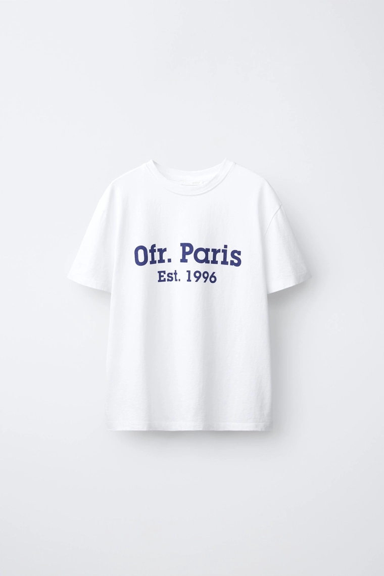 Футболка с контрастным слоганом 0fr. paris x zara