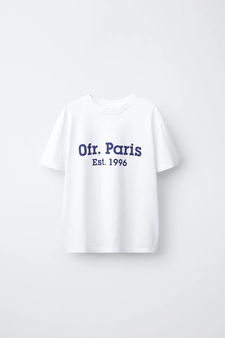 Футболка с контрастным слоганом 0fr. paris x zara